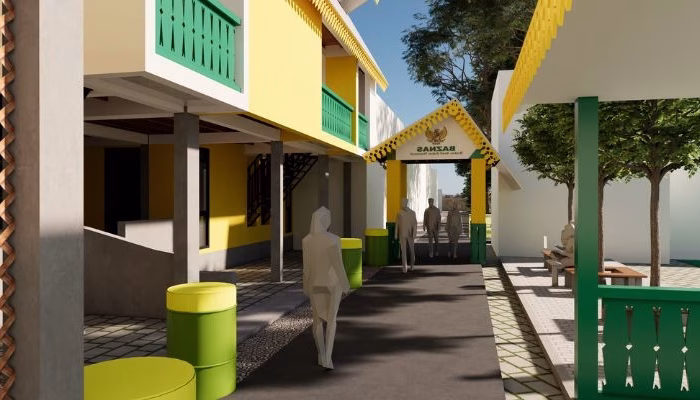 The design of a modern urban area in Petogogan, South Jakarta, designed by YPA Architecture Studio in 2021, with an efficient, green and sustainable layout.