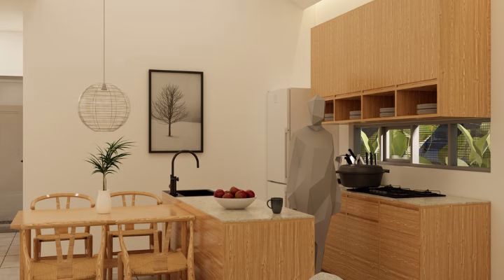 Exterior and interior views of TS House in Semarang, a modern and functional residence designed by YPA Architecture for Mr. Talha Yanıgün and Mrs. Marsiti, emphasizing natural lighting, ventilation, and aesthetic harmony.