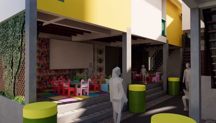 The design of a modern urban area in Petogogan, South Jakarta, designed by YPA Architecture Studio in 2021, with an efficient, green and sustainable layout.