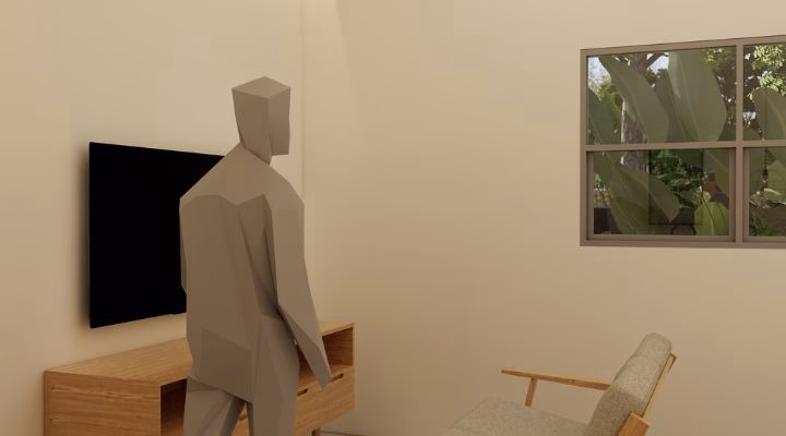 Exterior and interior views of TS House in Semarang, a modern and functional residence designed by YPA Architecture for Mr. Talha Yanıgün and Mrs. Marsiti, emphasizing natural lighting, ventilation, and aesthetic harmony.