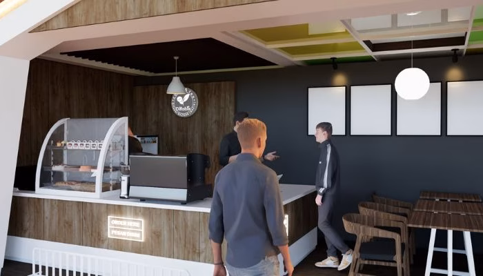 Cafe Difabis in South Jakarta, an inclusive and sustainable architectural space designed by YPA Architects in collaboration with BAZNAS, featuring accessible pathways, ergonomic interiors, and green elements.