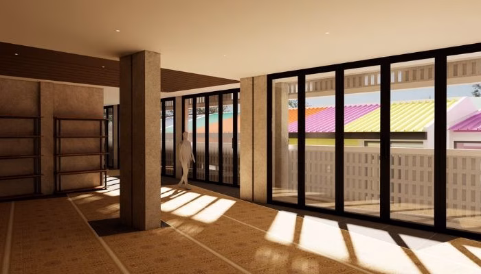 Revitalization project of Kampung Gembira Gembrong in East Jakarta, a collaboration between YPA Architecture Studio and BAZNAS, featuring sustainable, resilient, and community-based design.