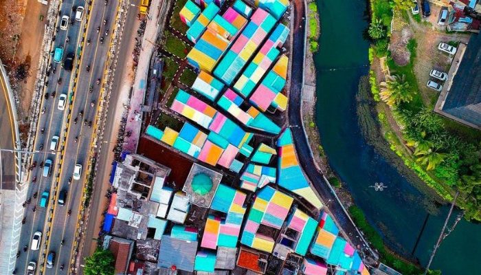 Revitalization project of Kampung Gembira Gembrong in East Jakarta, a collaboration between YPA Architecture Studio and BAZNAS, featuring sustainable, resilient, and community-based design.