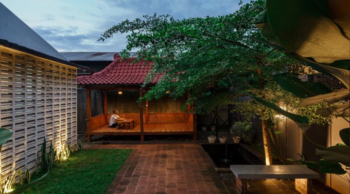 Modern residential and industrial buildings in Purbalingga featuring traditional red brick gates and tropical industrial design by YPA Architecture Studio in 2024.