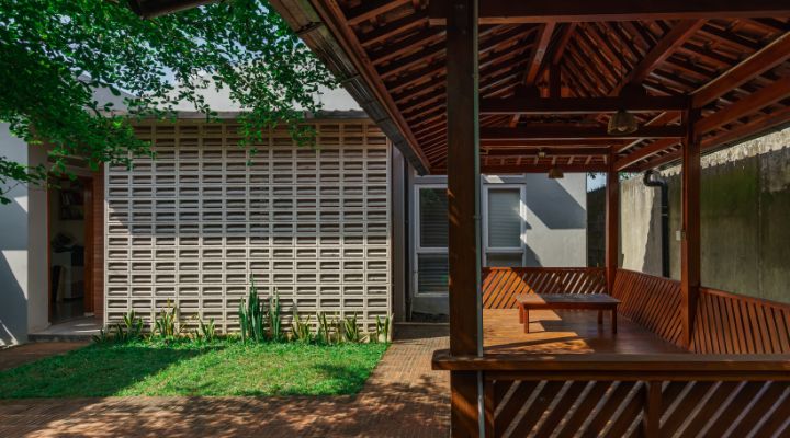 Modern residential and industrial buildings in Purbalingga featuring traditional red brick gates and tropical industrial design by YPA Architecture Studio in 2024.